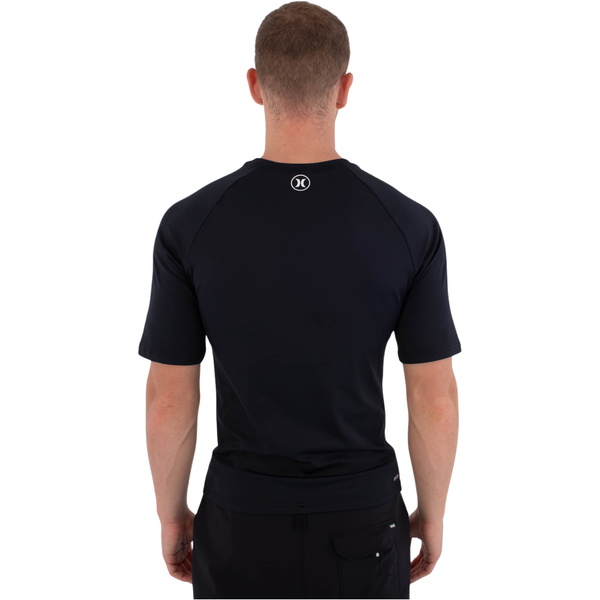 2026 Hurley Mens Slim Fit Icon Circle Short Sleeve Rash Vest MLEU00003 - Black